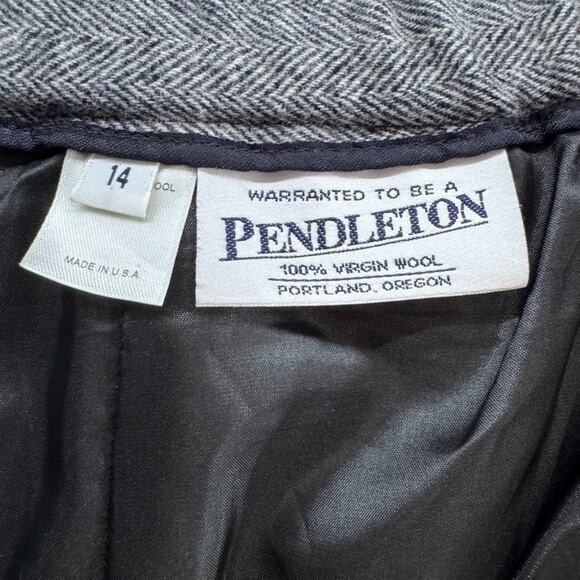 Pendleton Pants Womens 14 Gray Herringbone Tapered Trouser Fully Lined Career - Picture 2 of 16